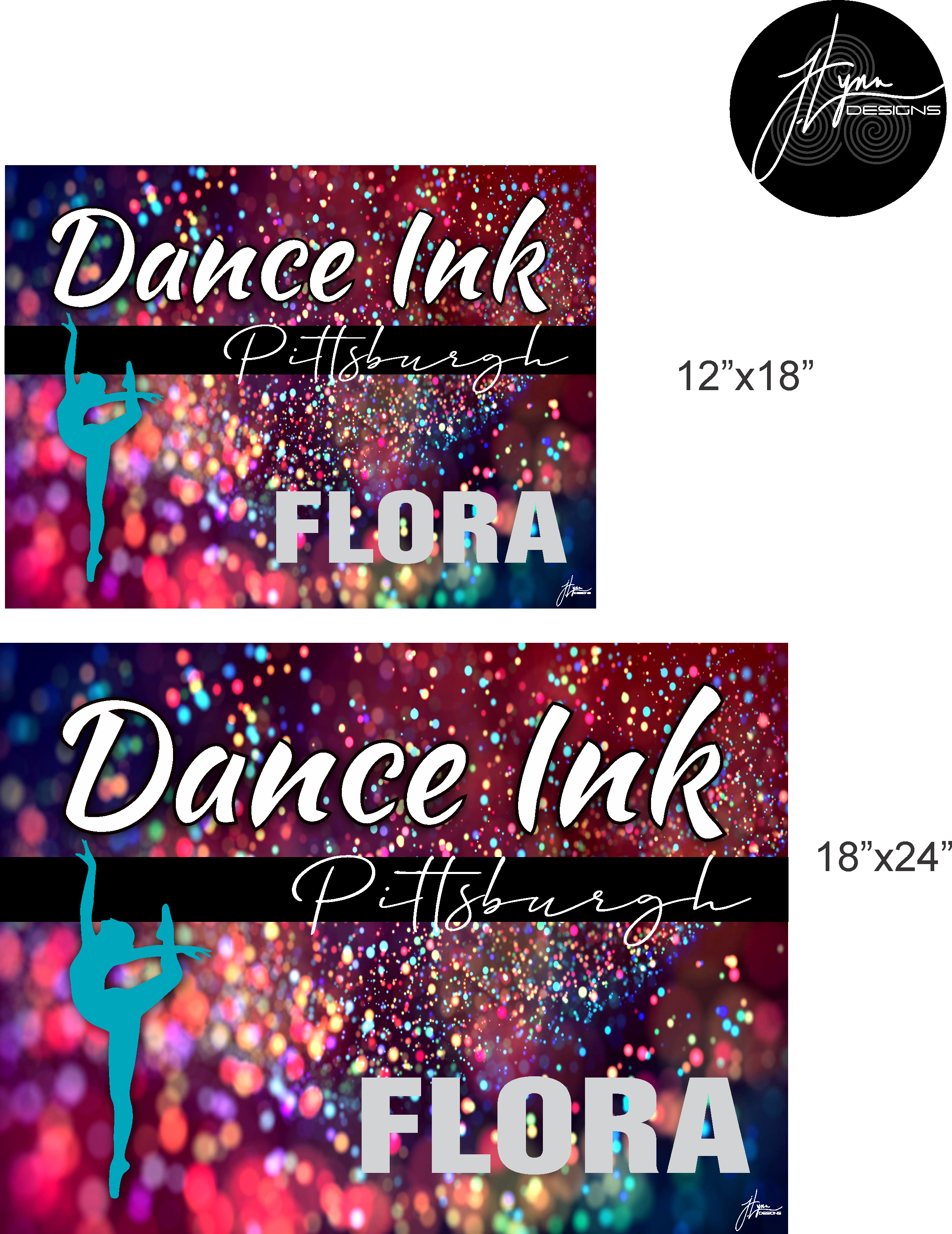 Custom Dance Ink Yard Sign with Stakes